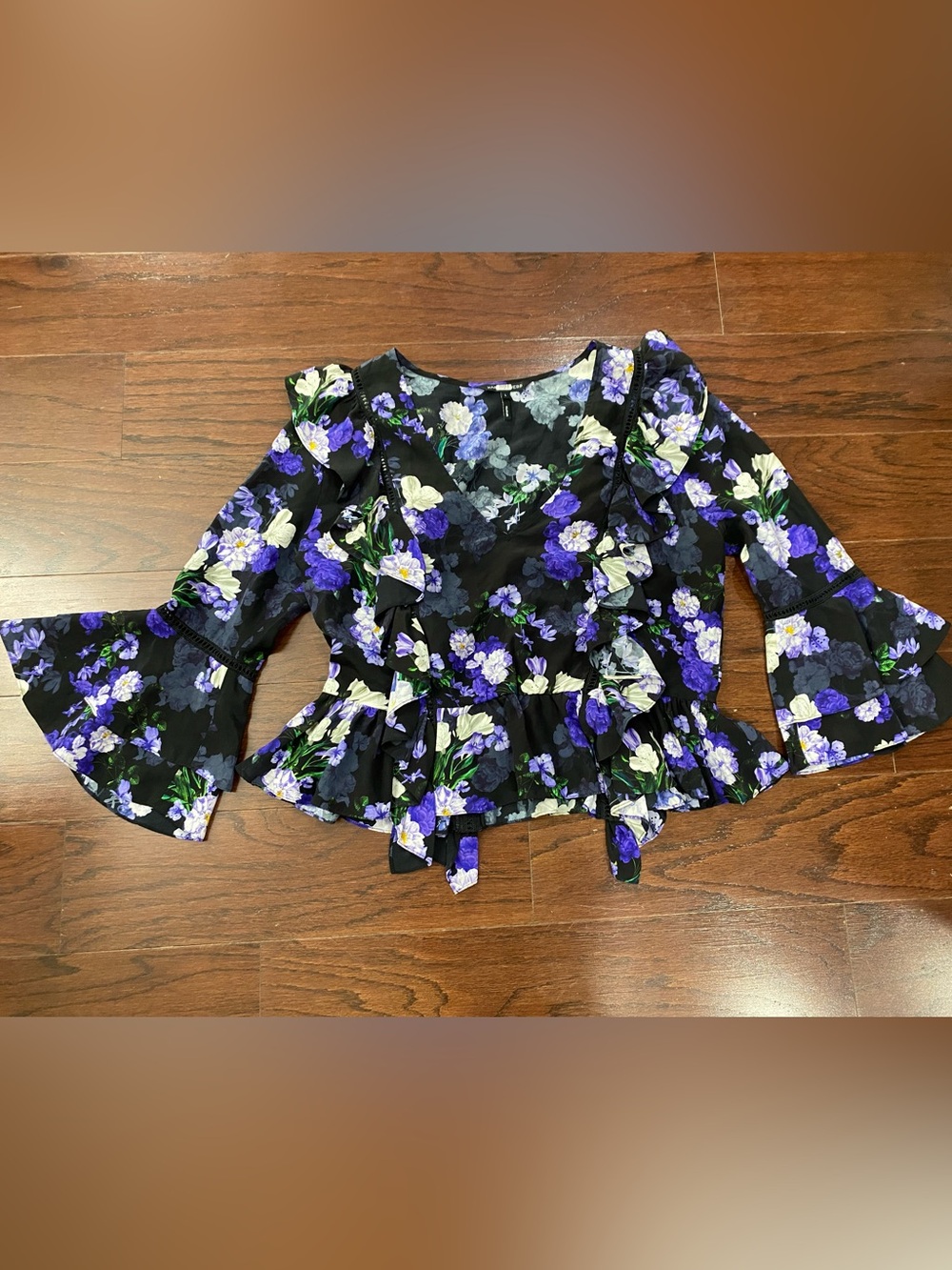Marissa Webb floral print silk blouse large